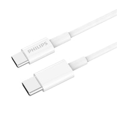 Philips 1.25m USB-C Charging Cable Connector for iPhone 17/16/15 Plus/Pro/Pro max, iPad Pro, Samusng S24 S23 S22 and Nubia Google Pixel Synchronize (C to C Cable, White, 1.25m)
