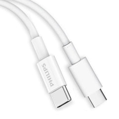 3PCS x Philips 1.25m USB-C Charging Cable Connector for iPhone 17/16/15 Plus/Pro/Pro max, iPad Pro, Samusng S24 S23 S22 and Nubia Google Pixel Synchronize (C to C Cable, White)