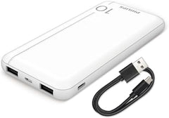 Philips Powerbank 10000mAh Power Bank USB Portable Reliable 5V 2.1A DLP1810NW (White)