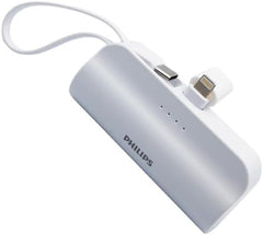 PHILIPS Charging Small Portable Charger Battery Pack Lipstick Like with Digital Display Compatible with iPhone 17/16/15, Samsung, ZTE, Google White,Mini Portable Charger 4900mAh Power Bank USB C v2