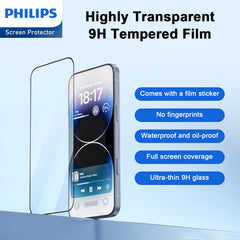 Philips HD Clear Glass Screen Protector Film for iPhone 16 Pro Max Tempered Glass Full Coverage Hardness 9H DLK1215