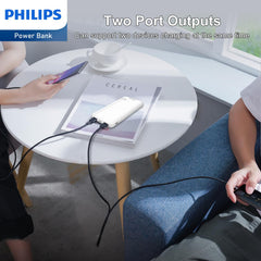 Philips Magnetic Powerbank 10000mAh Power Bank USB Portable Charger Reliable 5V 2.1A iPhone 16 / 15 / 16 & 15 Pro/ 16 & 15 &14 Pro Max/13/12 Series (White), 2 Pack