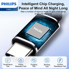 Philips 125cm USB-A/USB-C 480Mbps Fast Charge Cable for iPhone/Samsung Black, 2 Pack