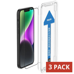 Philips High Transparency Tempered Glass Screen Protector for iPhone 14/iPhone 13 /iPhone 13 Pro DLK1202 - 3 Pack (3 Pcs)