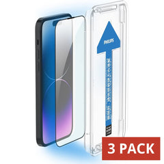 Philips Blue Light Filter Tempered Glass Screen Protector For iPhone 14 Pro - 3 Pack (3 Pcs)