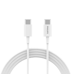 Philips 1.25m USB-C Charging Cable Connector for iPhone 17 / 16 / 15 Plus/Pro/max, iPad Pro, Samusng S25 S24 S23 S22 and Nubia Google Pixel Synchronize C to C Cable, White, 2 Pack