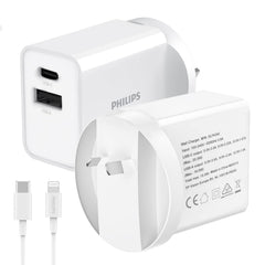 Philips 20W Power Adapter Wall Charger Plug DLP4342 Compatible with iPhone Duo