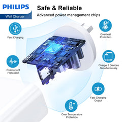Philips 20W Power Adapter Wall Charger Plug DLP4342 Compatible with iPhone Duo