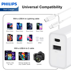Philips 20W Power Adapter Wall Charger Plug DLP4342 Compatible with iPhone Duo