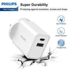 Philips 20W Power Adapter Wall Charger Plug DLP4342 Compatible with iPhone Duo