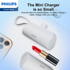 Philips mini Power bank Mobile battery 4800mAh high Capacity USB-C and Lightning Compact and Small DLP2550VW