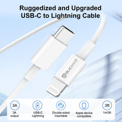 BUCKKO 1m 100cm USB-C to USB-L Charge Cable Connector for iPhone 14 13 12 11 X XR 8 7 6 Pro/Pro Max Plus Series, iPad, Synchronize and Charging Cable Compatible with Lightning, 2 Pack