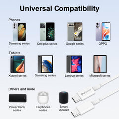 BUCKKO 1m 100cm USB-C to USB-C Charge Cable Connector for iPhone 18/16 15 Series, iPad Pro, for Samusng S24 S23 S22, ZTE and for Google Pixel Synchronize and Charging Cable