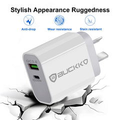 BUCKKO 20W PD USB Wall Charger, Quick Charge 3.0 Fast 20W Dual Ports Wall Charger AU Plug Compatible with iPhone Duo