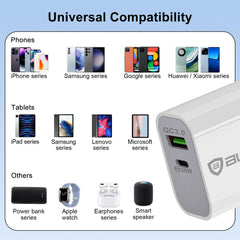 BUCKKO 20W PD USB Wall Charger, Quick Charge 3.0 Fast 20W Dual Ports Wall Charger AU Plug Compatible with iPhone Duo