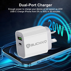 BUCKKO 20W PD USB Wall Charger, Quick Charge 3.0 Fast 20W Dual Ports Wall Charger AU Plug Compatible with iPhone Duo
