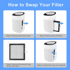 BUCKKO Replacement True HEPA Filters Compatible with Afloia AQ8 Q8/ Honati/Hysure Q7/Tenergy Sorbi Air Purifier & Dehumidifier 2-in-1(1000ML), H13, 2 Pack