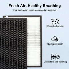 BUCKKO FY1413/40 Active Carbon & FY1410/40 HEPA Replacement Filter Set Compatible with Philips Air Purifier Series 1000 1000i, Replace AC1214 AC1215 AC1217 AC2729, 2 Pack
