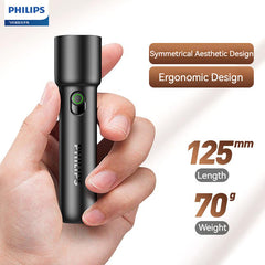 Philips  New  SFL1235 EDC Portable Flashlight Rechargeable LED Flashlights for Defensa Personal Self Defense Camping Hiking 39 Black