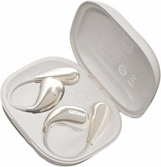 Philips Open‑Ear Bluetooth Earbuds/Earphone/Headphone, Adjustable Ear Hooks, Strong Bass, Clear Calling, LED Effects, IP55 Water Resistance & 36H Battery – Gold