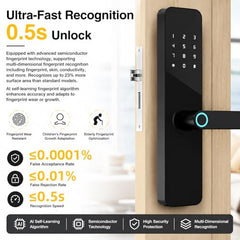 Buckko Locks BL-02 Smart Apartment Lock, Fingerprint, Code, Card and Key, Black