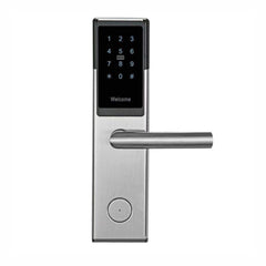 Buckko Locks ZM-1 Smart Door Lock, Lever Handle with Fingerprint, PIN Code, RFID Card and Key, Silver