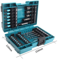 Makita E-06622 Impact Driver Bit Socket Drill Bit Set of 33 Hexagonal Shaft 0.25 inch (6.35 mm) Case Included