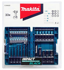 Makita E-06622 Impact Driver Bit Socket Drill Bit Set of 33 Hexagonal Shaft 0.25 inch (6.35 mm) Case Included