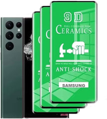 BUCKKO Ceramic Film Screen Protector for Samsung S22+ / S23+, HD Transparent, Anti-Fingerprint, Scratch-Resistant, Full Coverage, No Broken Edges, PET Material, Gloss Finish- 3 Pack