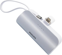 PHILIPS Charging Small Portable Charger Battery Pack Lipstick Like with Digital Display Compatible with iPhone 17/16/15, Samsung, ZTE, Google White,Mini Portable Charger 4900mAh Power Bank USB C v2