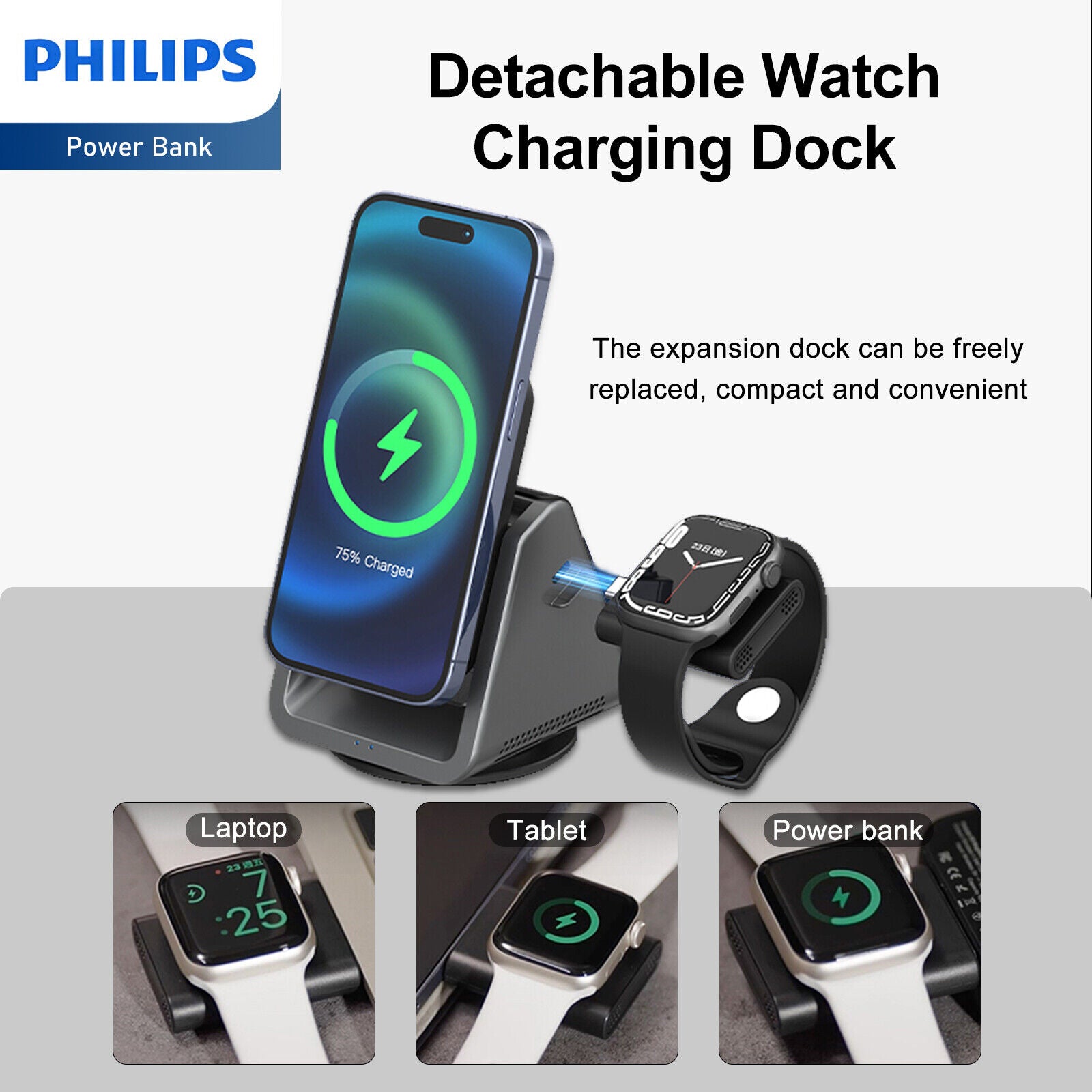 Philips 3 in 1 Magnetic Charging Wireless Stand For Airpod Apple DLK3540Q