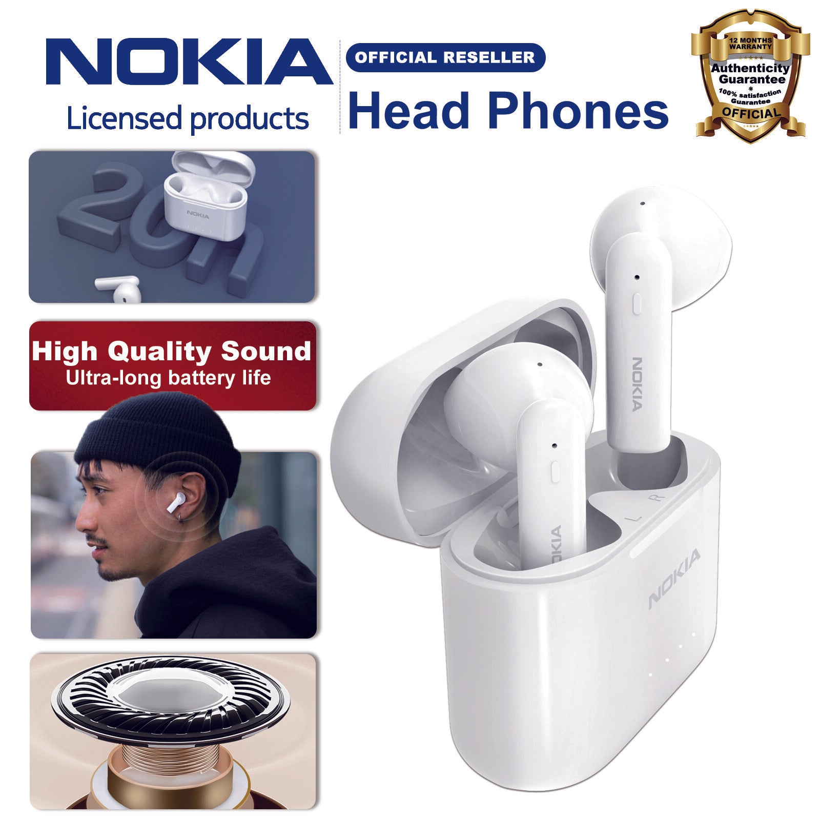 Nokia Essential E3101 Wireless Earphones Bluetooth 5.1 Fully Wireless Headphone