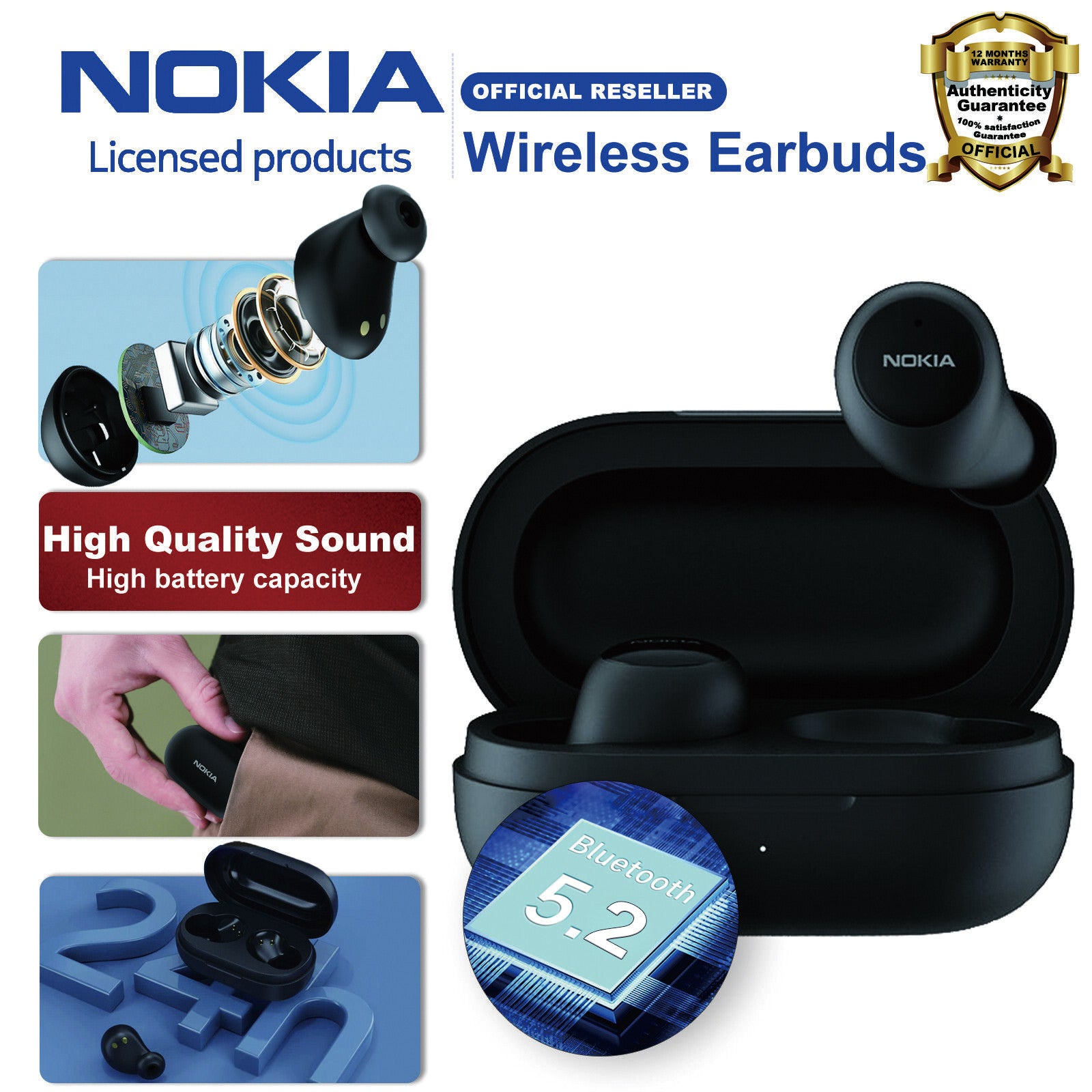 Nokia Essential E3100 Plus Wireless Earphones Bluetooth ENC Noise Reduction