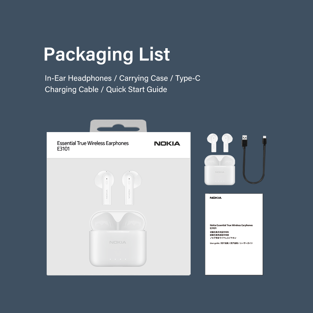 Nokia Essential E3101 Wireless Earphones Bluetooth 5.1 Fully Wireless Headphone