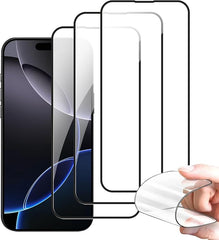 BUCKKO Ceramic Film Screen Protector for iPhone 16 Pro Max, HD Transparent, Anti-Fingerprint, Scratch-Resistant, Full Coverage, No Broken Edges, PET Material, Glossy Finish- 3Packs