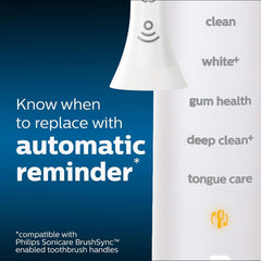 Genuine Philips Sonicare W Optimal White standard brush heads, Click-on, BrushSync Enabled, White, 3 Pack, HX6063/67