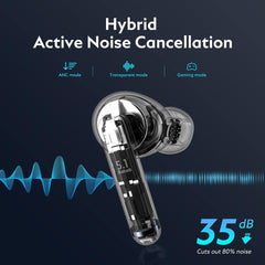 QCY HT03 True Wireless Active Noise Cancelling Earbuds, ANC Bluetooth Earphone with Microphone Bass Sound Headset Compatible with Android iPhone