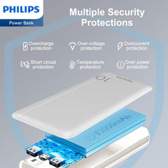 Philips Powerbank 10000mAh Power Bank USB Portable Reliable 5V 2.1A DLP1810NW (White)