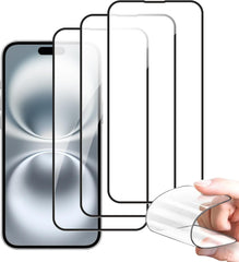 BUCKKO Ceramic Film Screen Protector for iPhone 16 Plus, HD Transparent, Anti-Fingerprint, Scratch-Resistant, Full Coverage, No Broken Edges, PET Material, Glossy Finish- 3Packs