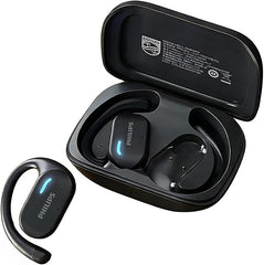Philips Open-Ear Headphones, Adjustable Ear Hooks, Ultra-Comfort, Snug Fit, Powerful Sound, Clear Calls, IP55, LED Lights, 22H Playtime, Bluetooth 5.4 Earbuds, Multipoint Connection -Black