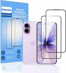 Philips Screen Protector for iPhone 16 Pro /17/17 Pro, Tempered Glass Film with accessories CF2-Pack