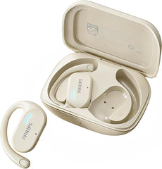 Philips Open-Ear Headphones, Adjustable Ear Hooks, Ultra-Comfort, Snug Fit, Powerful Sound, Clear Calls, IP55, LED Lights, 22H Playtime, Bluetooth 5.4 Earbuds, Multipoint Connection -White