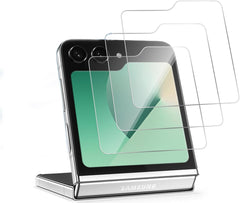 BUCKKO Screen Protector for Samsung Galaxy Z Flip 6 Front Screen 3.4 inches, Shatter Resistance, Tempered Glass Film, Fingerprint ID Compatible, HD Clear, CF 3-Pack