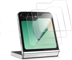 BUCKKO Screen Protector for Samsung Galaxy Z Flip 6 Front Screen 3.4 inches, Shatter Resistance, Tempered Glass Film, Fingerprint ID Compatible, HD Clear, CF 3-Pack