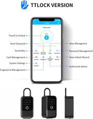 BUCKKO Smart Key Box IP65 Waterproof Bluetooth Lock Box Supports TTLock App and PIN Code Key Safe with 0 to 9 Digits Combination Code, Attach on object. Suitable for Outdoor, Home, Garage, Apartment.