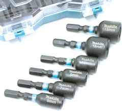 Makita Hex Impact Socket Bit Set 6, 7, 8, 10, 12, 13mm with Magnet 1/4 BLACK Series E-18035 for Impact Driver, etc. [Parallel Import]