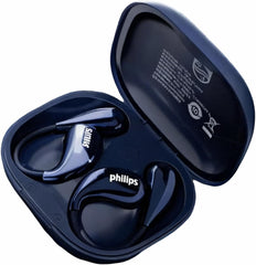 Philips Open‑Ear Bluetooth Earbuds/Earphone/Headphone, Adjustable Ear Hooks, Strong Bass, Clear Calling, LED Effects, IP55 Water Resistance & 36H Battery – Dark Blue