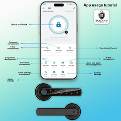 BUCKKO Locks Smart Lock 6 in 1, Fingerprint Door Lock Set, Keyless Entry Door Knob with APP/Code/Keys/Fingerprint, Electronic Keypad Lock Remote APP Control, Reversible Handle
