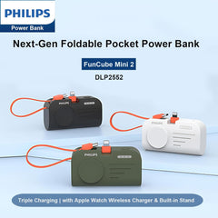 PHILIPS Charging Small Portable Charger Battery Pack Lipstick Like with Digital Display Compatible with iPhone 17/16/15, Samsung, ZTE, Google White,Mini Portable Charger 4900mAh Power Bank USB C v2