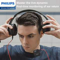 Philips 2.4 Ghz Wireless Microphone, 360 Degree Sound Collecting, Pin Microphone, Ultra Long Distance Transmission, Dsp Noise Canceling, Automatic Pairing, Monitoring Function (1 + 1)